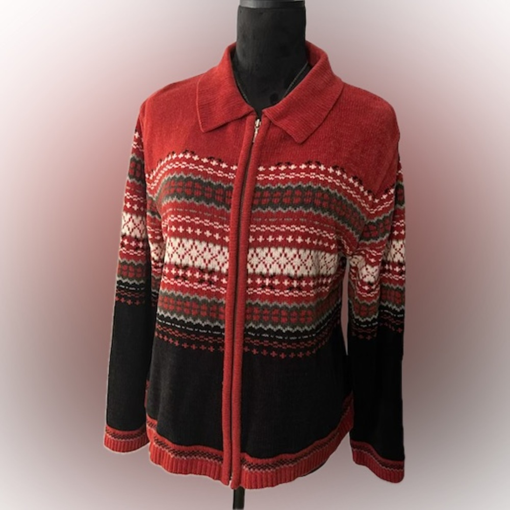 Cozy Red Patterned Cardigan CROFT & BORROW